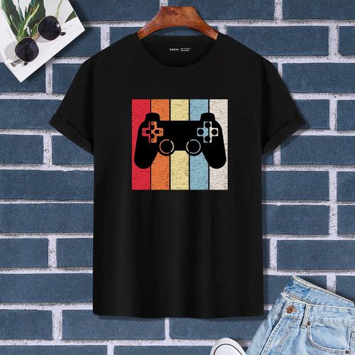 T-shirt à blocs de couleurs à imprimé manette de jeu - SHEIN - Modalova