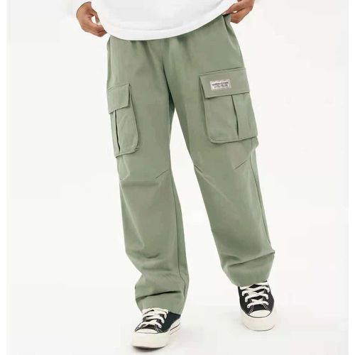 Pantalon cargo slogan à applique poche à rabat à cordon - SHEIN - Modalova