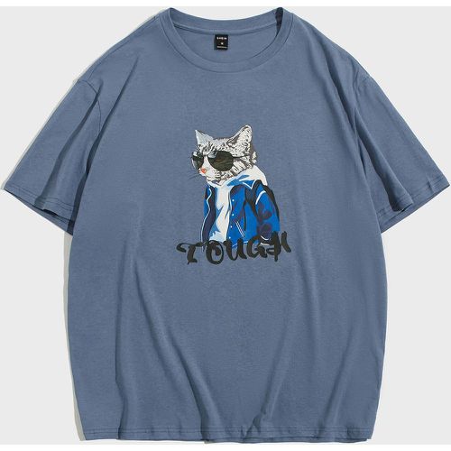 T-shirt à motif chat et lettre - SHEIN - Modalova