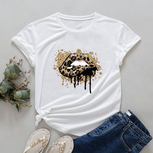 T-shirt léopard & à imprimé bouche - SHEIN - Modalova