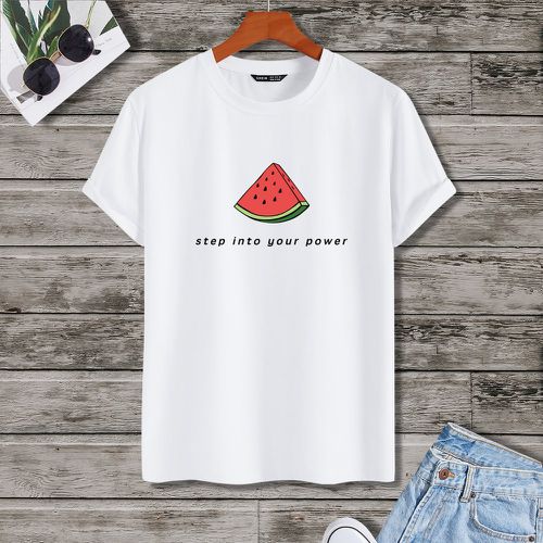 T-shirt pastèque & à imprimé slogan - SHEIN - Modalova