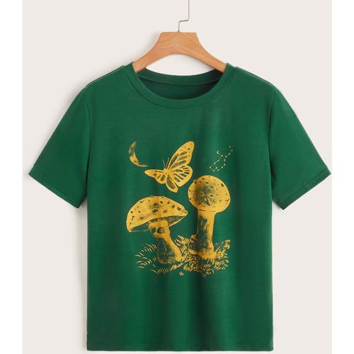 T-shirt champignon & papillon - SHEIN - Modalova