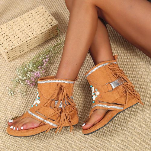 Sandales bottes coquille perle & à franges - SHEIN - Modalova