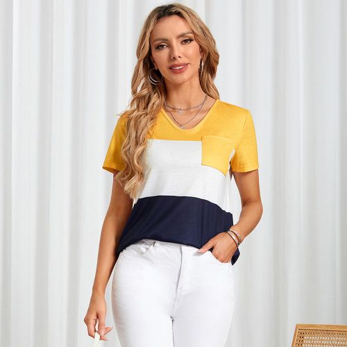 T-shirt blocs de couleur avec poche - SHEIN - Modalova