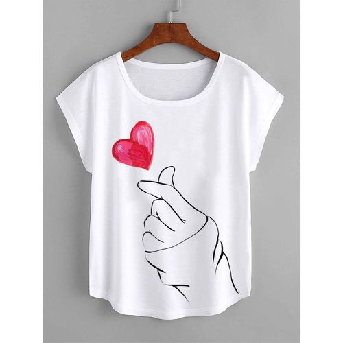 T-shirt cœur & figure manches chauve-souris - SHEIN - Modalova