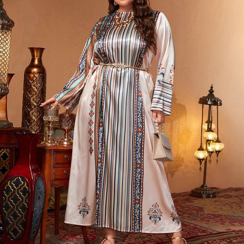 Robe tunique à rayures à imprimé floral (sans ceinture) - SHEIN - Modalova