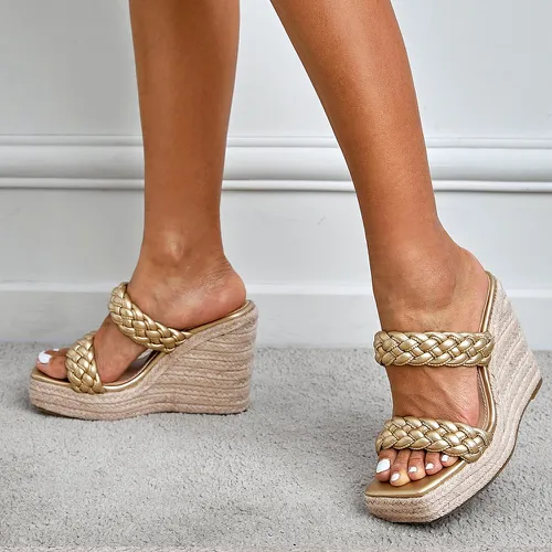 Sandales compensées minimaliste à détail tressé - SHEIN - Modalova
