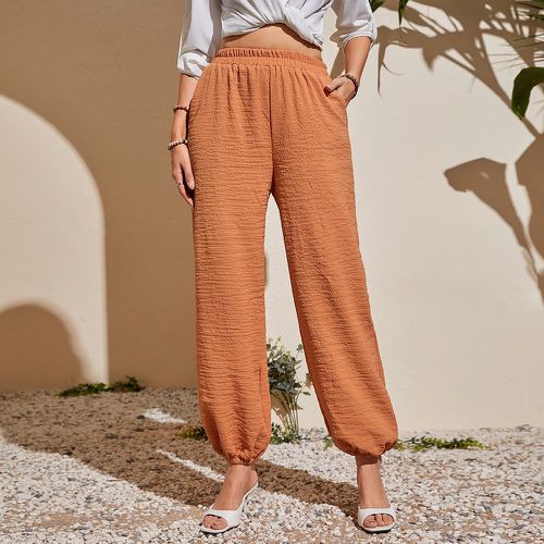Pantalon taille élastique texturé à poche - SHEIN - Modalova