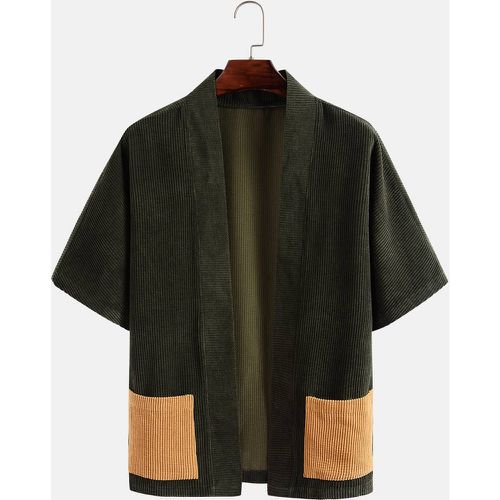 Kimono à blocs de couleurs avec poches en velours côtelé - SHEIN - Modalova