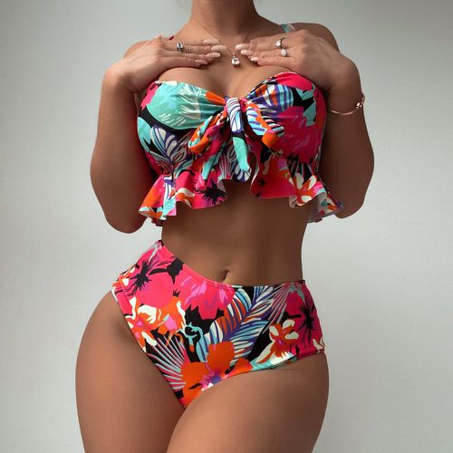 Bikini à imprimé floral à volants - SHEIN - Modalova