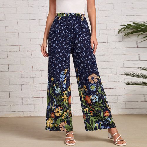 Pantalon ample géométrique à imprimé floral - SHEIN - Modalova