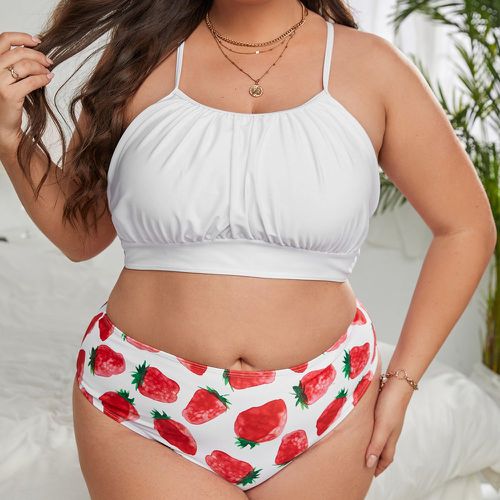 Bikini à imprimé fraise à ruché - SHEIN - Modalova