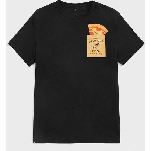 T-shirt à motif pizza et lettres - SHEIN - Modalova