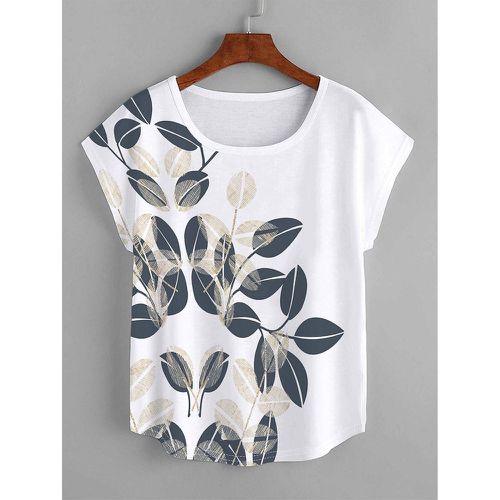 T-shirt à imprimé végétale manches chauve-souris - SHEIN - Modalova