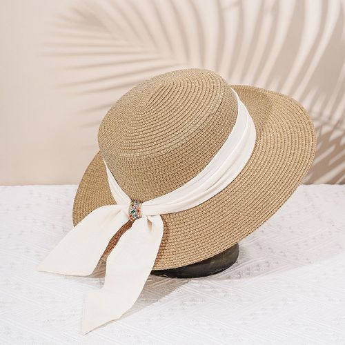 Chapeau de paille à strass à détail foulard - SHEIN - Modalova
