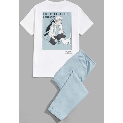 Pantalon & T-shirt à motif figure et slogan - SHEIN - Modalova