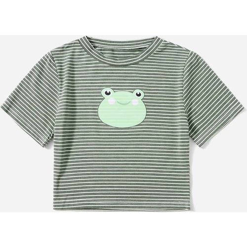 T-shirt court grenouille à rayures - SHEIN - Modalova