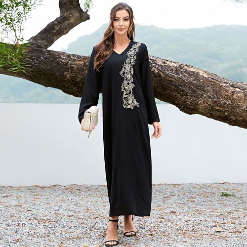 Robe tunique à applique fleurie col en V - SHEIN - Modalova