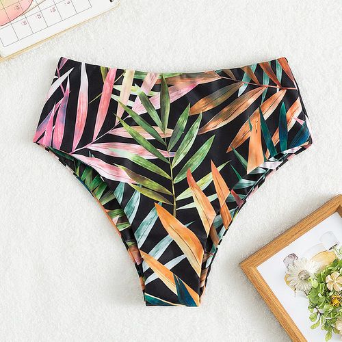 Bas de bikini à imprimé végétale taille haute - SHEIN - Modalova