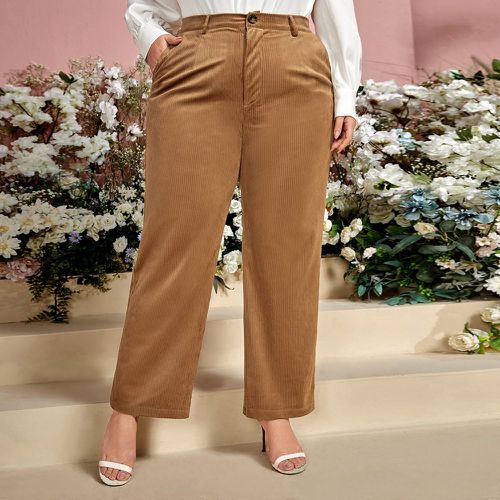 Pantalon ample zippé en velours côtelé - SHEIN - Modalova