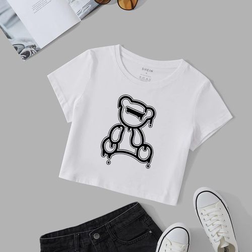 T-shirt court à imprimé ours dessin animé - SHEIN - Modalova