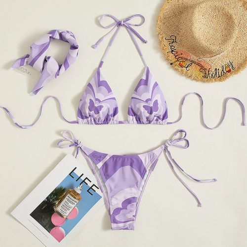 Pièces Bikini avec imprimé papillon & Bandana - SHEIN - Modalova