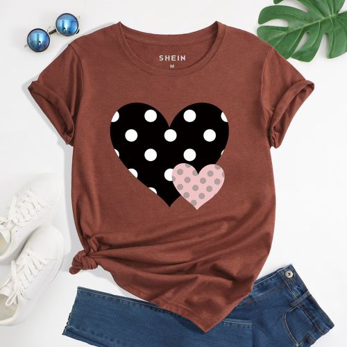 T-shirt à pois & à imprimé cœur - SHEIN - Modalova