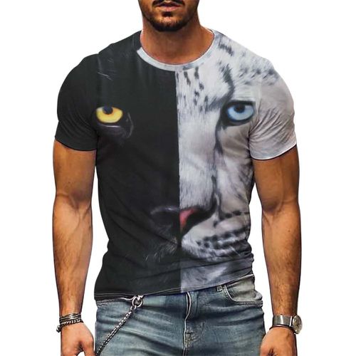 T-shirt à imprimé tigre 3D bicolore - SHEIN - Modalova