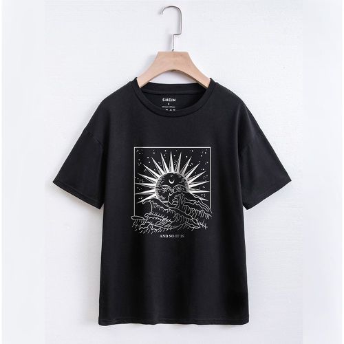 T-shirt à imprimé vague et soleil - SHEIN - Modalova