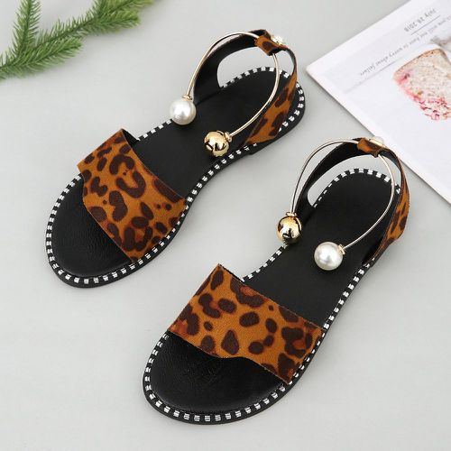 Sandales plates avec motif léopard à fausse perle - SHEIN - Modalova