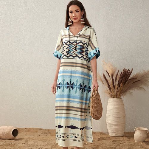 Robe arabe à imprimé géométrique à capuche - SHEIN - Modalova