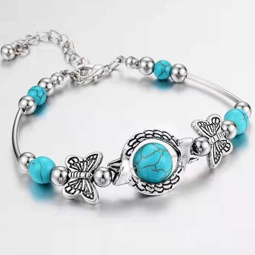 Bracelet turquoise & à détail papillon - SHEIN - Modalova