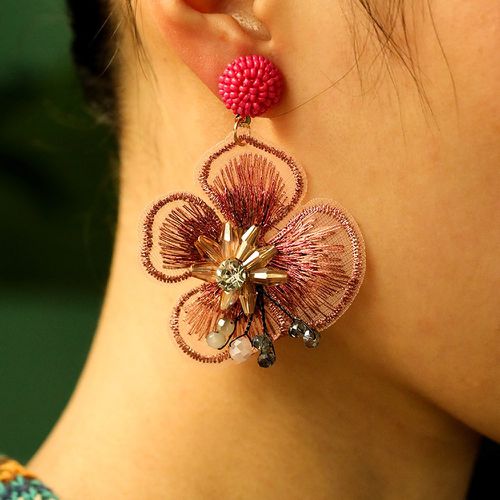Pendants d'oreilles à détail cristal fleur - SHEIN - Modalova