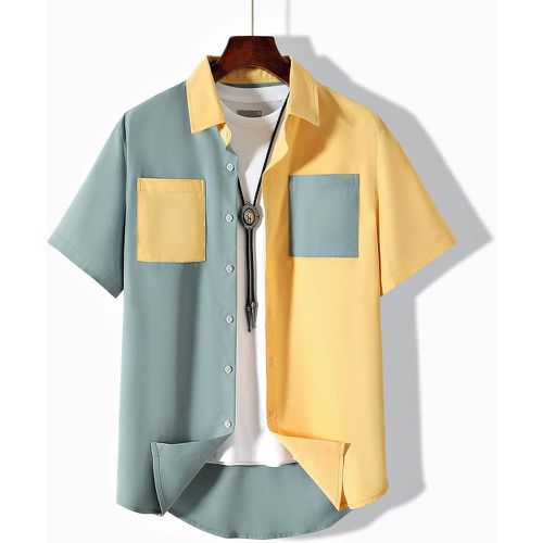Chemise à blocs de couleurs à patch à poche (sans t-shirt) - SHEIN - Modalova