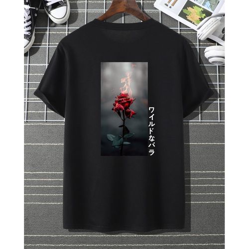 T-shirt fleuri à motif lettre japonaise - SHEIN - Modalova