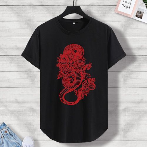 T-shirt à motif de dragon chinois - SHEIN - Modalova
