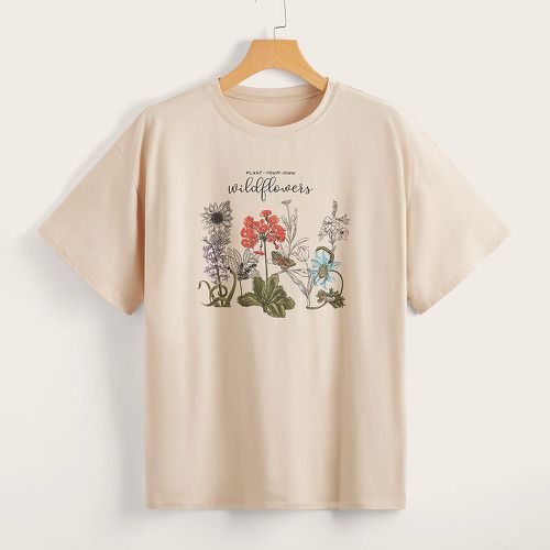 T-shirt fleuri à lettres - SHEIN - Modalova