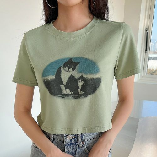 T-shirt court à imprimé animal - SHEIN - Modalova