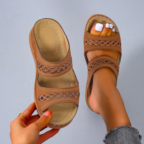 Sandales compensées géométrique à broderie - SHEIN - Modalova