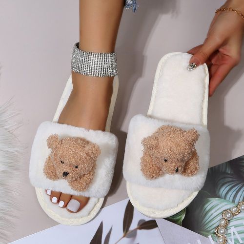 Pantoufles fantaisie à détail ours en tissu duveteux - SHEIN - Modalova