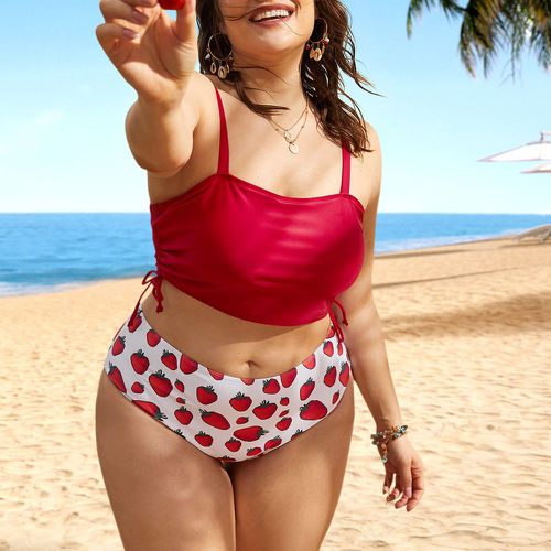 Bikini à imprimé fraise à cordon - SHEIN - Modalova