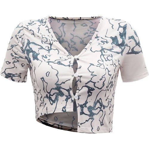 T-shirt à imprimé marbré asymétrique - SHEIN - Modalova