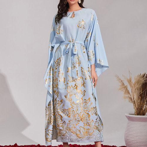 Robe ceinturée d'or à imprimé floral manches dolman - SHEIN - Modalova
