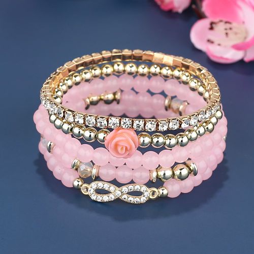 Pièces Bracelet perlé fleur & à détail infini - SHEIN - Modalova