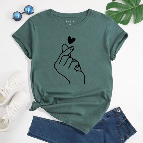 T-shirt à imprimé geste & cœur - SHEIN - Modalova