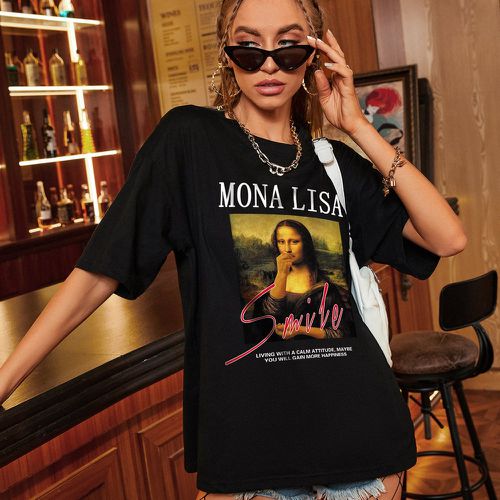 T-shirt oversize à motif figure et slogan - SHEIN - Modalova