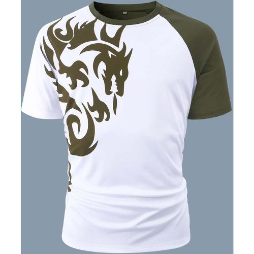 T-shirt à motif dragon à blocs de couleurs - SHEIN - Modalova
