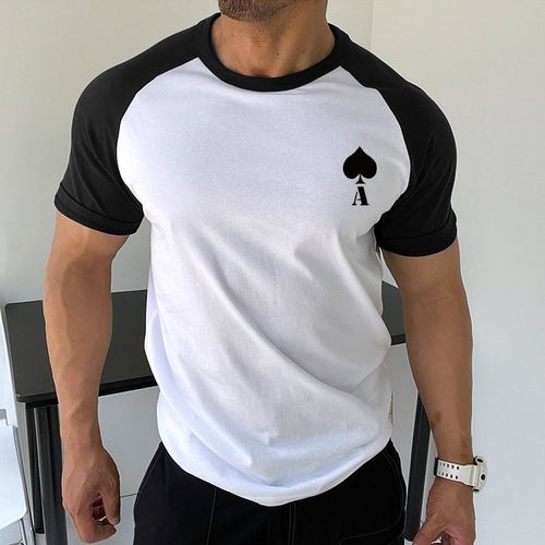 T-shirt poker à blocs de couleurs manches raglan - SHEIN - Modalova