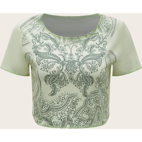 T-shirt court à imprimé papillon et floral - SHEIN - Modalova