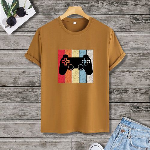 T-shirt à blocs de couleurs à imprimé manette de jeu - SHEIN - Modalova